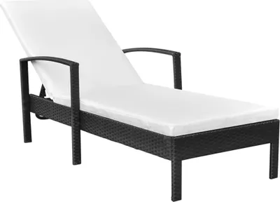 Produktbild von The Living Store Sonnenliege mit Auflage Poly Rattan Schwarz