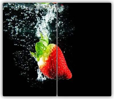 Produktbild von Tulup Glas-Herdabdeckplatte - 2x30x52cm - Glaskeramikkochfeld-Abdeckung Spritzschutz Zweiteilig Erdbeere Wasser