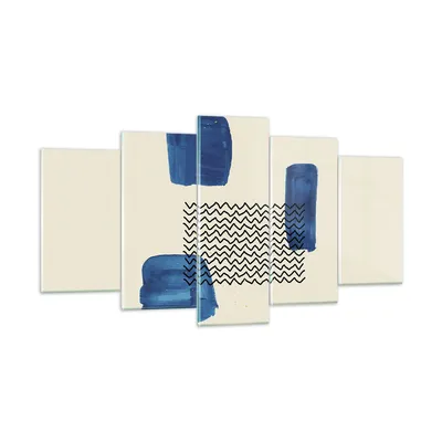 Produktbild von Bilder auf glas - 5 Teile - Abstraktion Flecken Zickzack - 160x85cm - Glasbilder - Wandbilder - Bilder - Wanddekoration aus Glas - Glas Bilder - Wandbild auf Glas - GEA160x85-4515