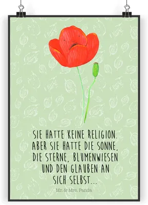 Produktbild von Mr. & Mrs. Panda Bild Blume Mohnblume DIN A3 - Blattgrün - Geschenk, Garten, Respekt, Plakat, Mohn, Glaube, drucke, Deko Poster, Motivation, Religion, wanddeko