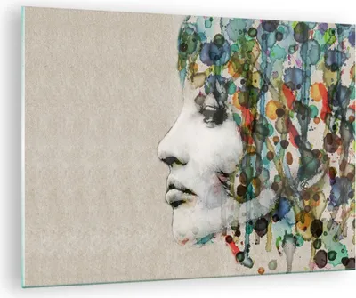 Produktbild von Bilder auf glas - Gesicht Frau - 70x50cm - Glasbilder - Wandbilder - Bilder - Kunstdruck - zum Aufhängen bereit - Wanddekoration aus Glas - Glas Bilder - Wandbild auf Glas - Einteilig - GAA70x50-3533