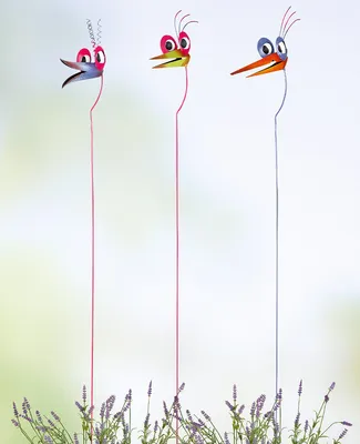 Produktbild von Gilde Gartenstecker, "Lustige Raben", Vogelmotiv, Metall, mehrfarbig, VE 6, 3 Stück wie abgebildet,, L. 15 cm, B. 11 cm, H. 100 cm 67725