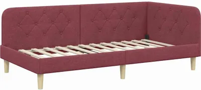 Produktbild von vidaXL Eckbettgestell Weinrot 90 x 200 cm Stoff