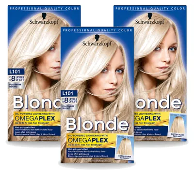 Zdjęcie produktu dla 3 sztuki Schwarzkopf Blonde L101, rozjaśniacz do włosów, odcień platynowy blond - zestaw ekonomiczny