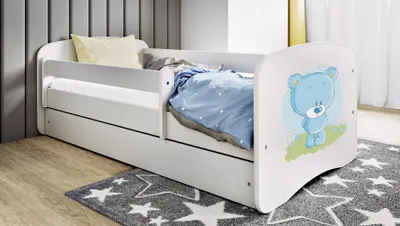 Immagine prodotto di Letto per bambini Letto per bambini orsacchiotto con cassetto e materasso Bianco Letto per bambini 180/80