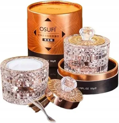 A product shot of a cosmetic jar and its packaging.