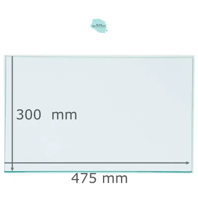 Produktbild von Kühlschrank Einlegeboden - Klarglas 4 mm - eckige Ecken - 475 mm x 300 mm - (89,96 EUR / qm - Mindestbfl. 0,25 qm - Kantenb. 5,35 EUR / lfm)