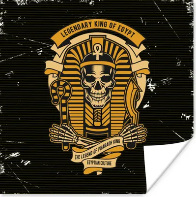 Produktbild von MuchoWow® Poster Schädel - Pharao - Vintage - Zeichnung 50x50 cm - Wohnzimmerdekoration