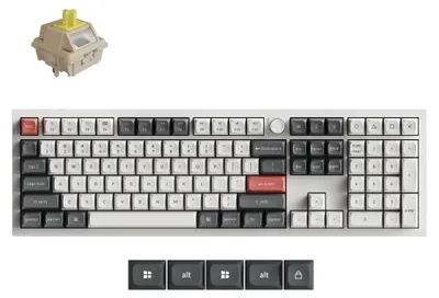 Immagine prodotto di Keychron Q6 Ultra 8K, tastiera full-size (100%), con e senza fili, USB + wireless RF + Bluetooth, switch meccanici, LED RGB, colore bianco