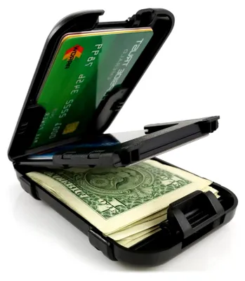 Produktbild von Wallets 4 RFID-blockierende Geldbörse für Herren mit abnehmbarer Geldklammer – schlank, sicher und knautschfest, Stealth Black, Einheitsgröße
