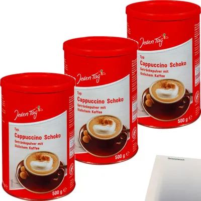 Produktbild von Jeden Tag Cappuccino Schoko 3er Pack (3x500g Dose) + usy Block