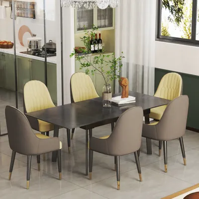 Produktbild von WISFOR Esstisch ausziehbar, Küchentisch für 4-8 Personen, Esszimmertisch Marmor Optik, 130cm-160cm Rechteckig Tisch mit rutschfesten Beinen aus Metall, Vic dunkelgrau