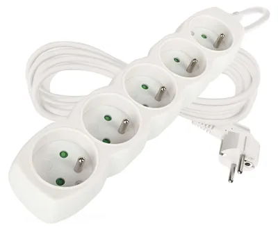 Prodlužovací kabel 5 m / 5 zásuvek / bílý / PVC / 1,5 mm2