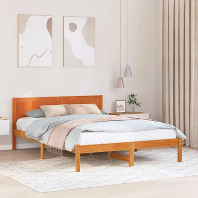 Produktbild von Möbel Bettgestell Braun 140 x 200 cm Massivholz Kiefer - Klassische Betten &60312