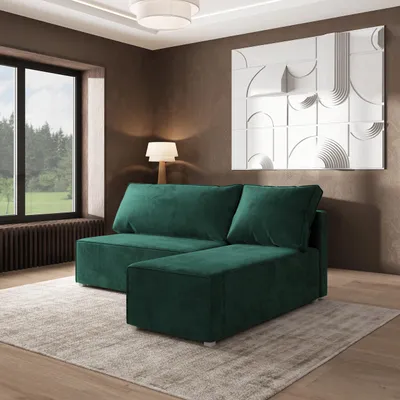 Produktbild von Masseno Ecksofa BRISO M mit Schlaffunktion L-Form, Sofa mit Bettkasten, Wohnzimmersofa, Couch, Soffa, Bettsofa, Couchgarnitur- Grün, MONOLITH 37
