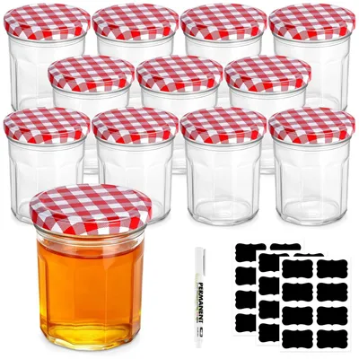 Image de Bocal à conserves bocaux à épices pots à confiture - 250 ml - Verre avec couvercle à vis - Lot de 12