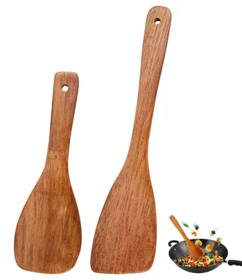 Produktbild von Pfannenwender - 2 Stück Holzschaber - Küchenhelfer zum Braten und Wenden - Naturholz