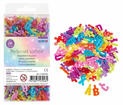 Produktbild von Glorex Perlenset Buchstaben sortiert Satte-Töne, ca. 200 Stück  6 1630 201