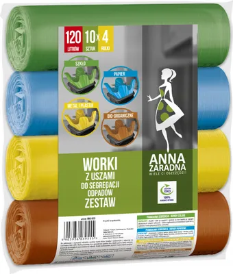 Obrázok produktu pre AZ prepravné vrecia s uškami na separovanie odpadu SET 120L 4x10ks