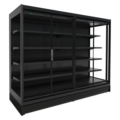 Immagine prodotto di Vetrina refrigerata a parete Combisteel Jax 2.6, scaffale per supermercati con 4 ante e circolazione dell'aria assistita da ventola.