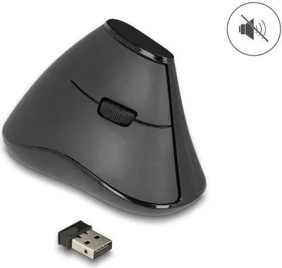 Imagen del producto de Ratón óptico vertical ergonómico de Delock, con 5 botones, inalámbrico de 2,4 GHz, y silencioso