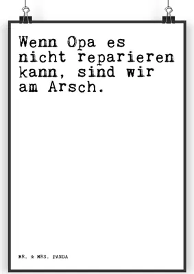Produktbild von Mr. & Mrs. Panda Bild Wenn Opa es nicht... DIN A4 - Weiß - Geschenk, Spruch Sprüche Weisheiten Zitate Lustig Weisheit Worte, Großeltern, Plakat, Papa, Poster, bester