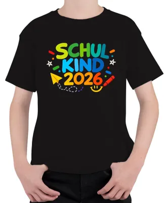 Zdjęcie produktu dla Koszulka dla ucznia, rok szkolny 2026, pierwszy dzień w szkole, początek nauki, klasa 1, dzieci, kolor: czarny, rozmiar: 152