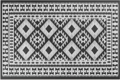 Produktbild von Stoffimitat mit Retro-Muster im Vintage-Stil – Vinylteppich – 140x210 cm – Outdoor Teppich – Terrasse – Wetterfest – Modern