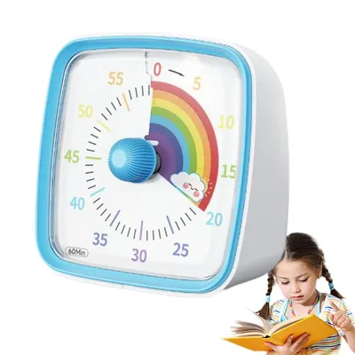Produktbild von Countdown-Timer für Kinder, Visueller Timer mit Nachtlicht, 60 Minu-ten Countdown Timer, Kinder Timer mit Regenbogen Muste,  Leises Countdown-Time