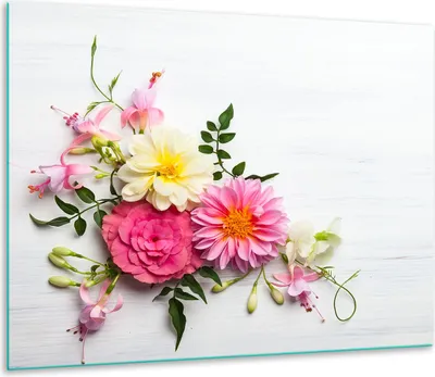 Obrázek produktu pro Kryt varné desky Skleněný kryt varné desky Splashback 60x52cm Květiny