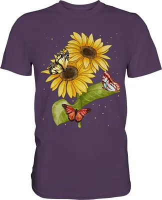 Produktbild von Sonnenblumen Schmetterlinge T-Shirt – Urban Purple / XL