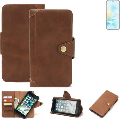 Produktbild von K-S-Trade Handyhülle kompatibel mit Honor 200 Lite Schutz Hülle Walletcase Bookstyle Tasche Case Handytasche Wallet Flipcase Cover PolyurethanBraun (1x)