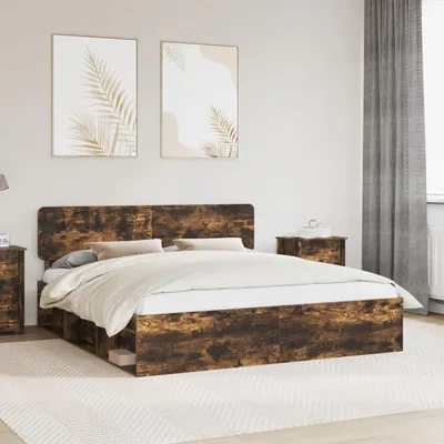 Obrázek produktu pro vidaXL Kouřový dubový rám postele 180 x 200 cm z masivního borovicového dřeva