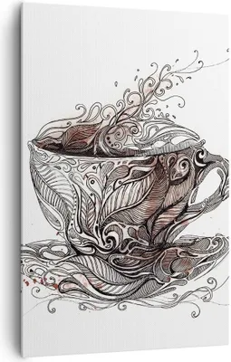 Produktbild von Bild auf Leinwand - Leinwandbild - Einteilig - Abstraktion Tasse Tee heiß - 80x120cm - Wand Bild - Wanddeko - Wandbilder - Leinwanddruck - Wanddekoration - Leinwand bilder - Wandbild - PA80x120-2976
