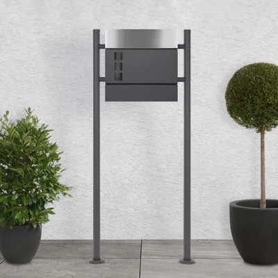 Obrázek produktu pro ECD Germany Stojící poštovní schránka s přihrádkou na noviny, poštovní schránka s poštou, stojan na poštovní schránky antracit 120cm