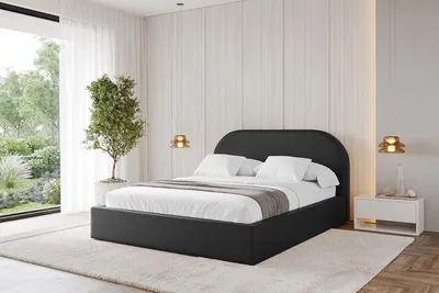 Produktbild von ALTDECOR Polsterbett mit Bettkasten - TIVON - 180x200 Schwarz Kunstleder - Bett mit Kopfteil, Boxbett ohne Matratze, Doppelbett mit Stauraum