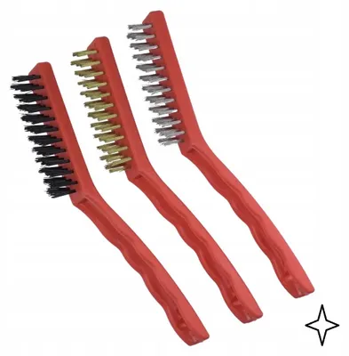 Immagine prodotto di Set di spazzole a 3 file da 225 mm con setole in acciaio, nylon e ottone