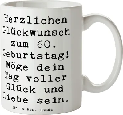 Produktbild von Mr. & Mrs. Panda Kaffeetasse Spruch 60. Geburtstag Glückwunsch - Weiß - Geschenk, Meilenstein, Geburtstagsgeschenk, feiern, schöne Erinnerungen, Teetasse, Happy Birthday