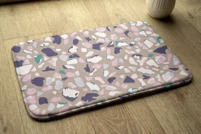 Produktbild von Badteppich Saugfähige - Badezimmer Teppich - Rutschfester Badvorleger Badematte - 90x60 cm - Abstraktion