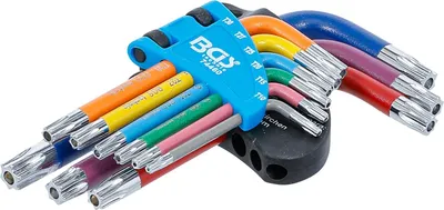 Immagine prodotto di BGS Set di chiavi angolari multicolore a profilo T corto (per Torx) con foro T10 - T50 9 pezzi - 74460