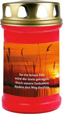 Produktbild von Grabkerze Rot, Brenndauer: 48 Stunden, Motiv: Ufer