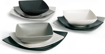 Immagine prodotto di Set di stoviglie Excelsa 18 pezzi in Vetroceramica Eclipse bianco, nero e grigio