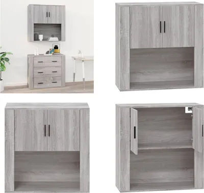 Obrázok produktu pre vidaXL Nástenná skrinka Grey Sonoma 80x33x80 cm Materiál na báze dreva - Nástenná skrinka - Nástenné skrinky - Plávajúca skrinka