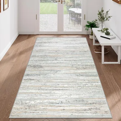 Obrázek produktu pro Koberec, 80 x 150 cm, béžová barva, protiskluzový, s krátkým vlasem, vhodný do obývacího pokoje