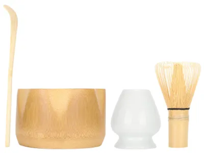 Produktbild von Matcha-Herstellungswerkzeug-Set, Bambus-Teebesen, Schaufelschale, Keramikhalter, Teegeschirr