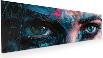 Produktbild von Glasbild 120x40cm in XXL für Wohnzimmer, Schlafzimmer Motiv Kunstvolle Augen