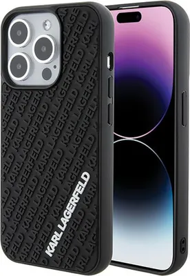 Produktbild von Karl Lagerfeld 3D Rubber Multi Logo Hülle für iPhone 15 Pro  Schwarz Handyhülle