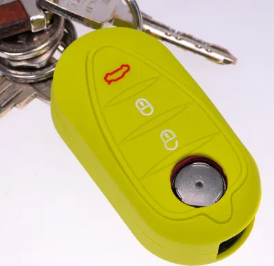 Produktbild von Auto Schlüssel Hülle Silikon Schutz Cover Apfelgrün kompatibel mit ALFA Romeo Mito Giulietta 940 4C ab 2008 3 Tasten Klappschlüssel