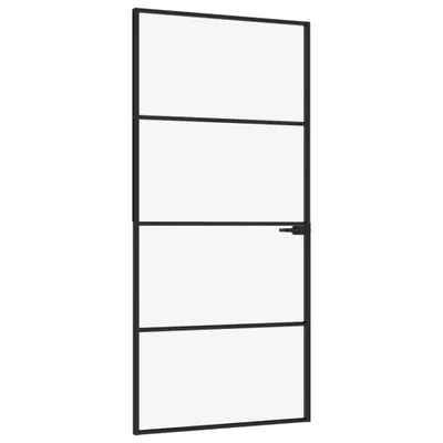 Zdjęcie produktu dla Drzwi wewnętrzne, czarne, 93x201,5 cm, szkło i aluminium