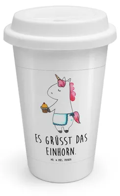 Produktbild von Mr. & Mrs. Panda Thermobecher Einhorn Muffin - Weiß - Geschenk, Geburtstagsgrüße, ToGo Kaffeebecher, Geburtstag, To Go, Unicorn, Coffee Becher, Glückwünsche
